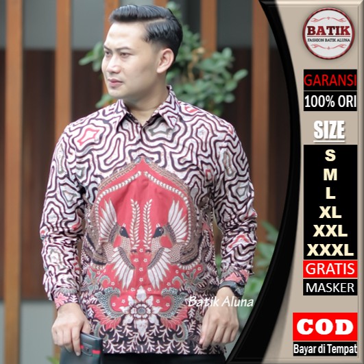 Batik pria lengan panjang Kemeja Atasan Baju batik pria laki laki lengan panjang premium cowok solo