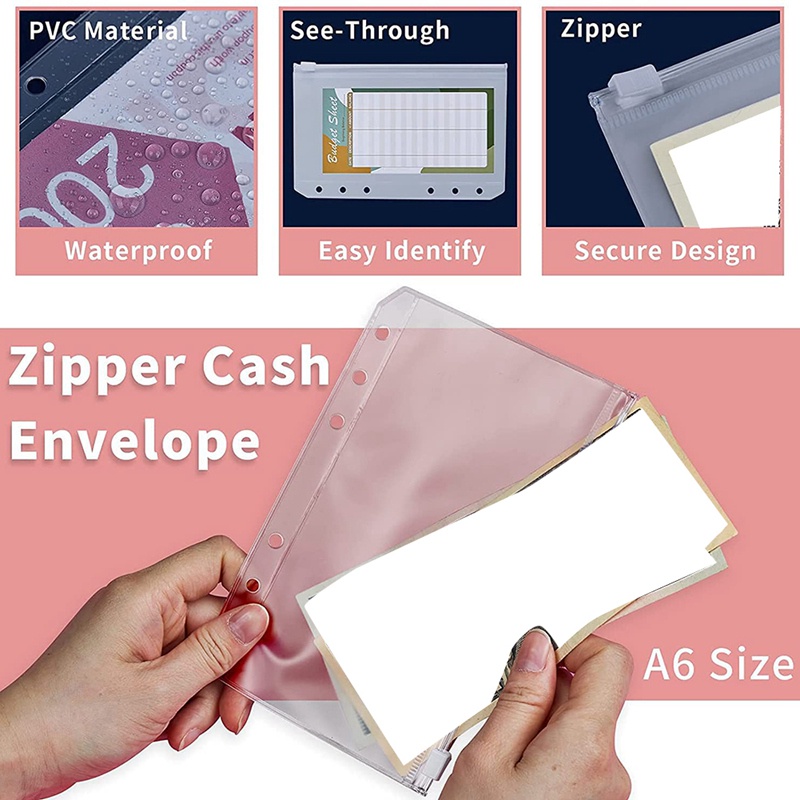 A6 Cash Envelopes Binder Wallet,PU Budget Planner Notebook for Cash Budgeting,Envelope Wallet,Savings Money Binder B