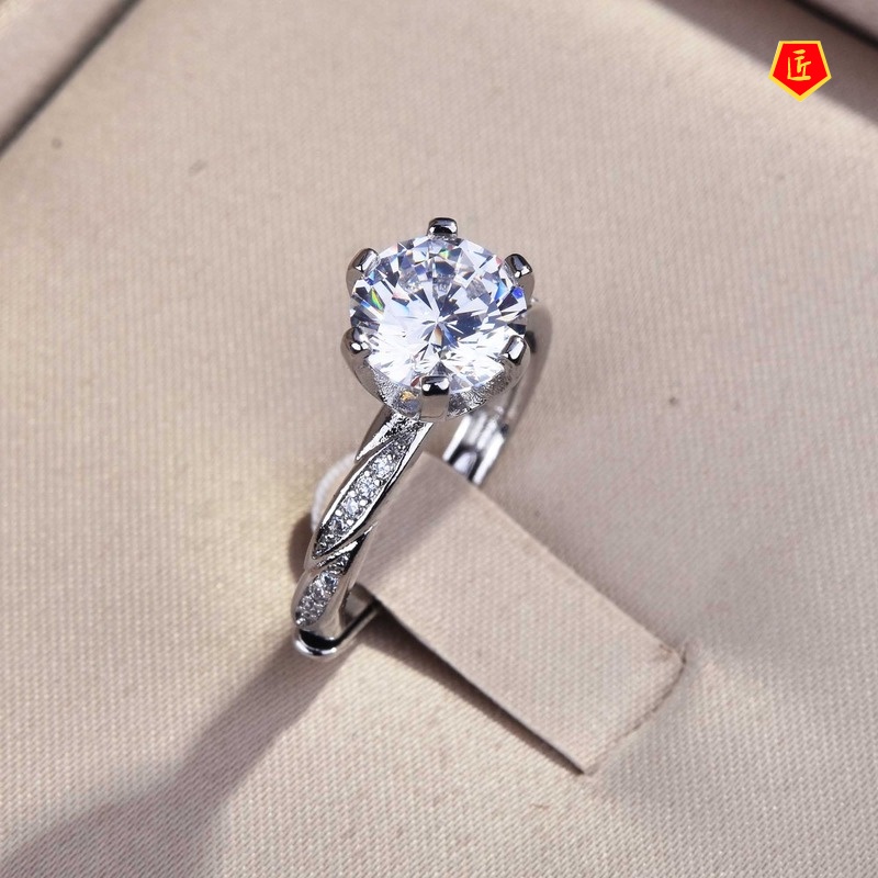 [Ready Stock]Simple Moissanite Ring Pt950 Fashion Special-Interest