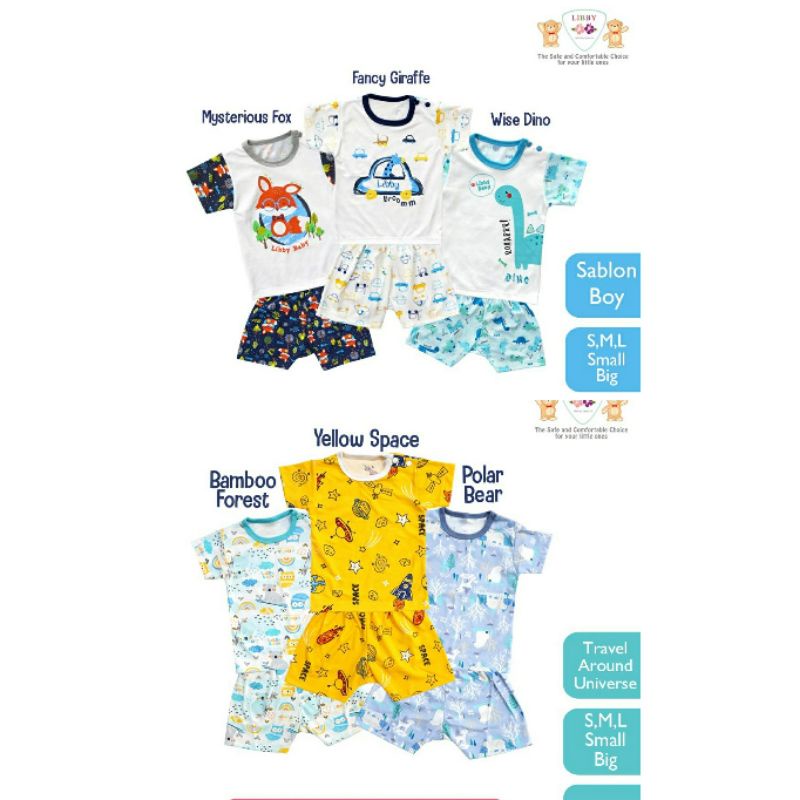 LIBBY BABY SETELAN OBLONG PENDEK SABLON SERIES | TRAVEL UNIVERSE  SIZE XL/XXL ( BOY )