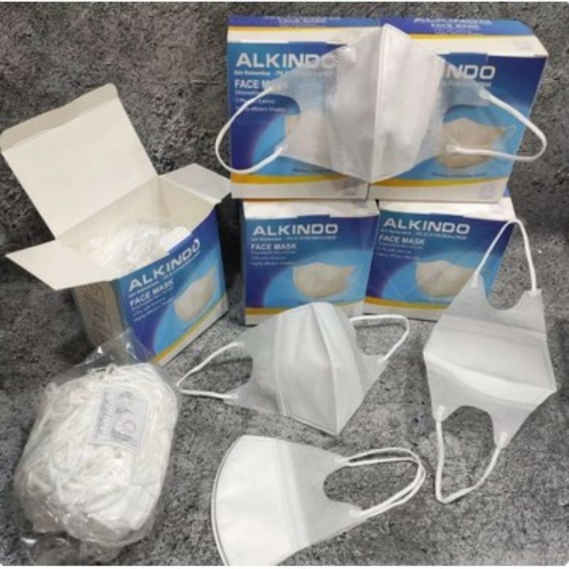 MASKER DUCKBILL ALKINDO HITAM - PUTIH  FACE MASK 3PLY