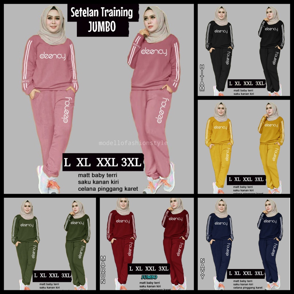 YOLANDA - BAJU SETELAN TRAINING WANITA OLAHRAGA MURAH WARNA POLOS DUSTY PINK MUDA PEACH HITAM BIRU T