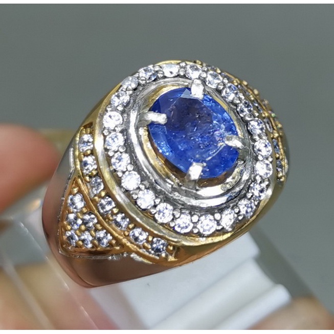 Cincin Batu Permata Bagus Blue Safir Selon Asli