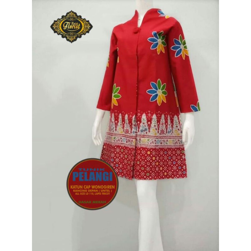 tunik batik pelangi merah by batik florist