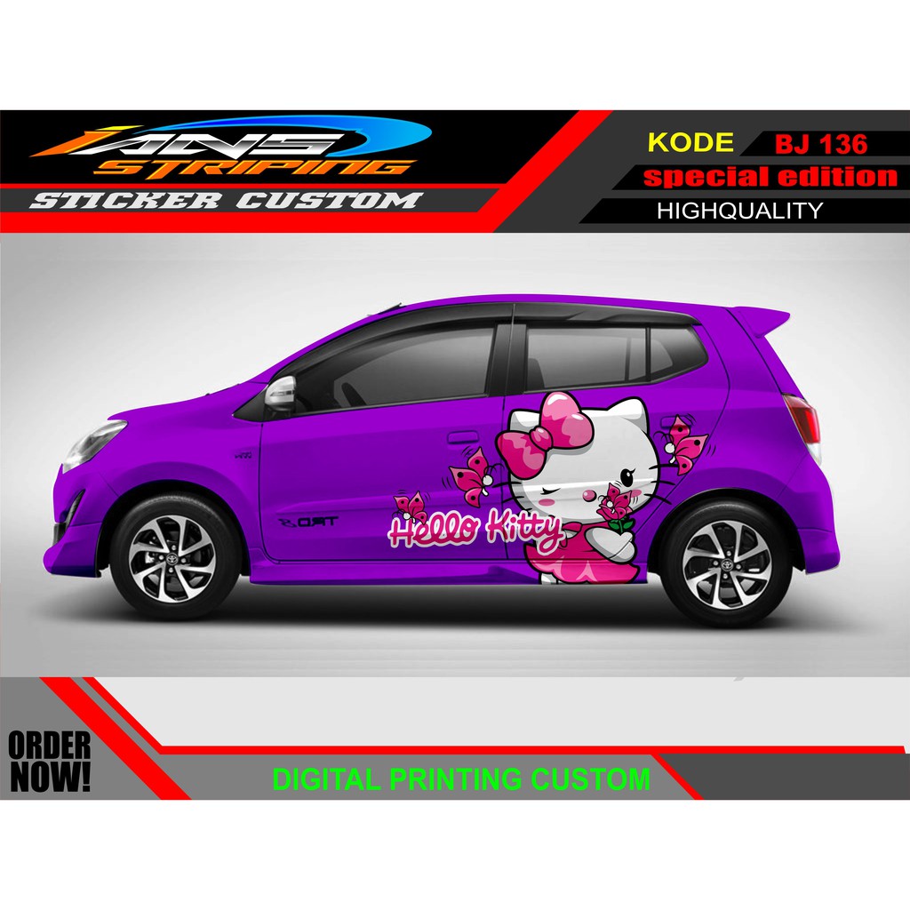 STIKER MOBIL AYLA AGYA HELLO KITTY