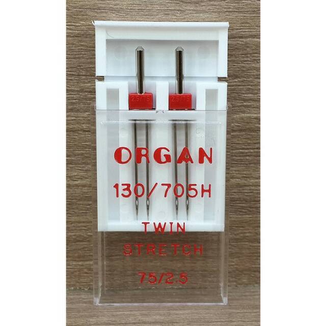 Jarum Kembar untuk Bahan Stretch 2.5 mm merk Organ Needles