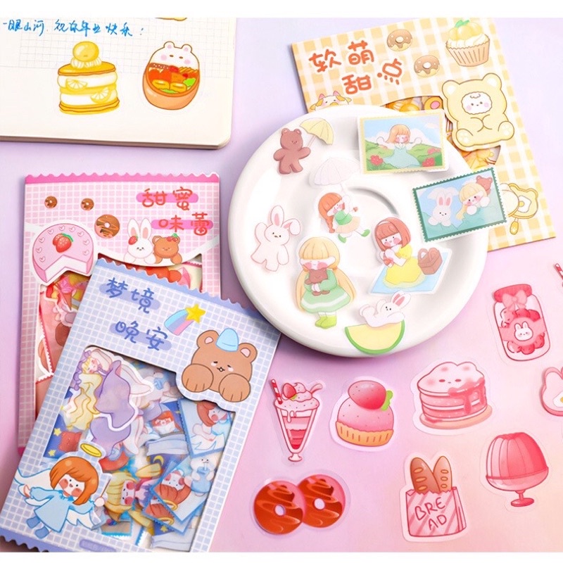 READY - 45pcs STIKER LUCU AESTHETIC DECO PLANNER DIARY SCRAPBOOKING KIYOWO KAWAII GAYA KOREA KARAKTER KARTUN HEWAN PELIHARAAN ANAK PEREMPUAN ORGANIZER DEKORASI CASING LAPTOP HP BOTOL AIR MINUM VIRAL TIKTOK MURAH PVC PAPER PET CUTE BERUANG KELINCI COD