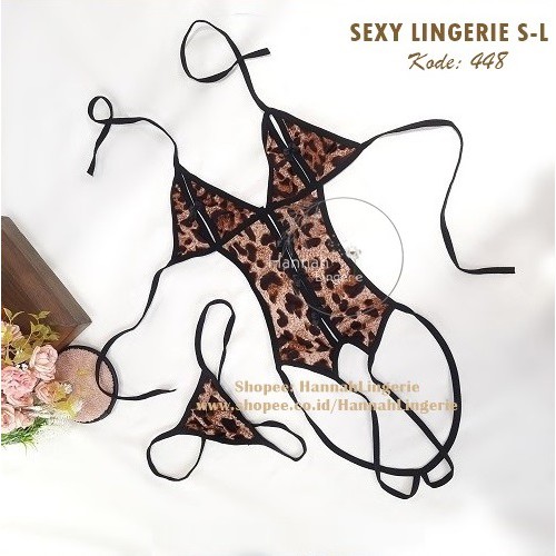 S M L XL Lingerie OnePiece Leopard Macan Baju Tidur Murah Halus High Quality Hannah Lingerie Seksi Transparan Hot 447 448