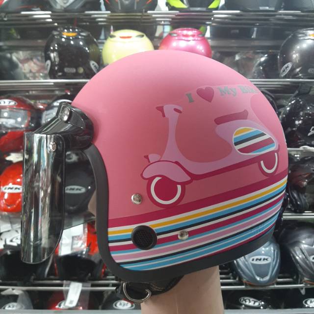 

HELM BOGO CAT RETRO MOTIF I LOVE MY BIKE PINK DOFT