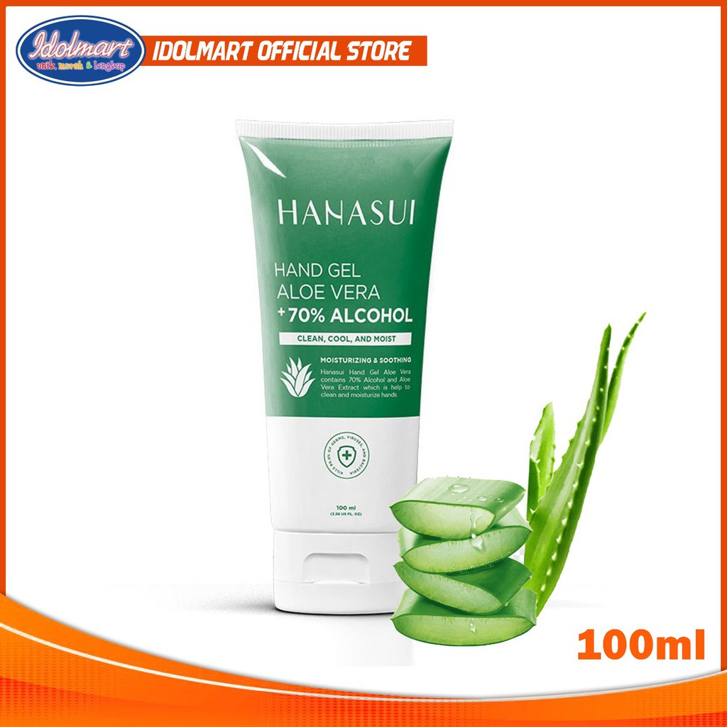 IDOLAKU Hanasui Hand Gel Aloevera Tube 100 ml / Hand Sanitizer Hanasui Kemasan Tube