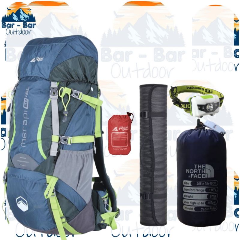 Paket Perlengkapan Mendaki Tas Gunung Outdoor Carrier Arei Rei Merapi 50+5L