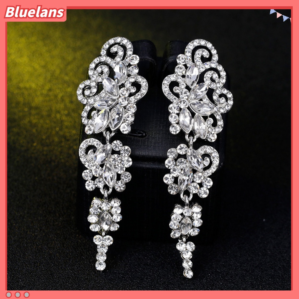 Anting Panjang Menjuntai Chandelier Aksen Berlian Imitasi Untuk Wanita