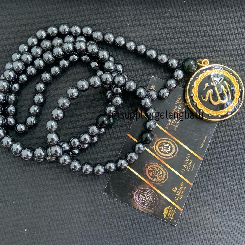 KALUNG ALLAH GOLD TASBIH BLUSTIN HEMATITE BLACK JADE ACEH BATU ASLI TORMALIN qwq