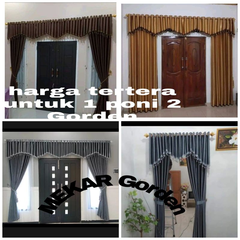 1 set Gorden Poni Jendela Pintu Ruang Tamu Blackout import polos tebal Mewah Cantik Lebar 3meter