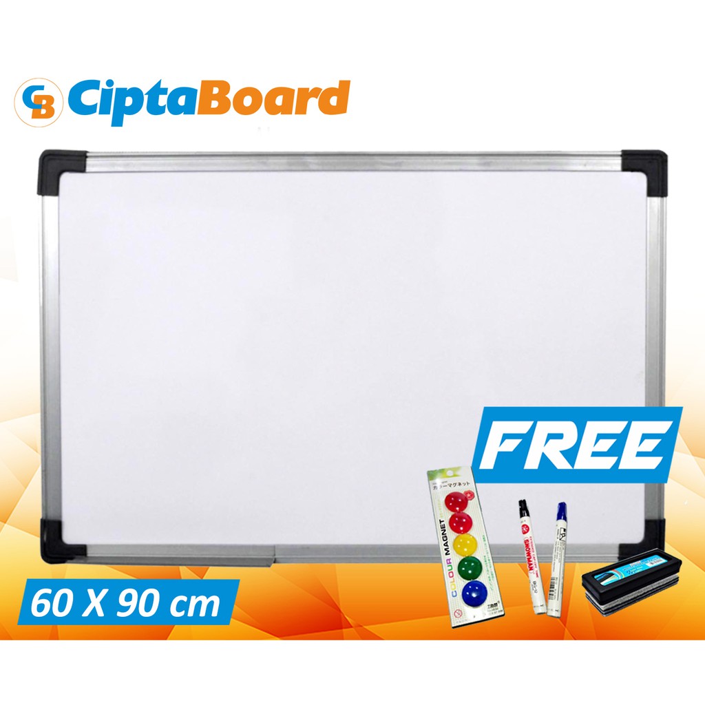 

Whiteboard Cipta Hanger 60 x 90cm Free Spidol + penghapus + Pin Color Magnet
