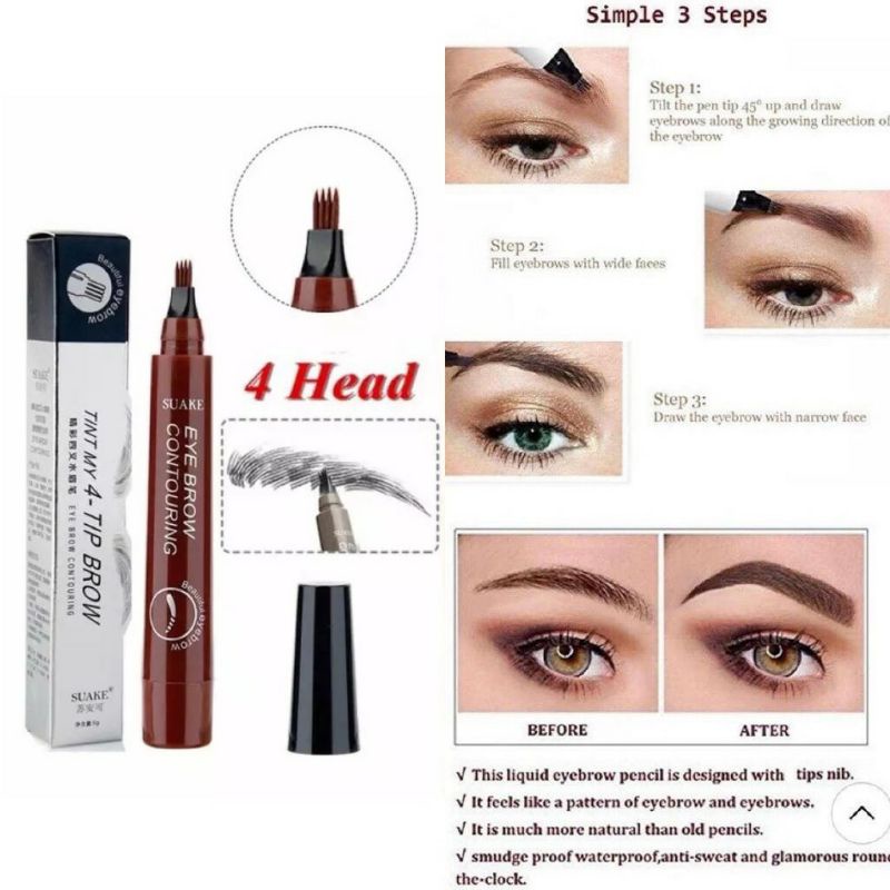 Pensil Alis Waterproof Four Tip Eyebrow Otomatis Pensil Alis Otomatis Fork Tip Eyebrow Kosmetik Mata