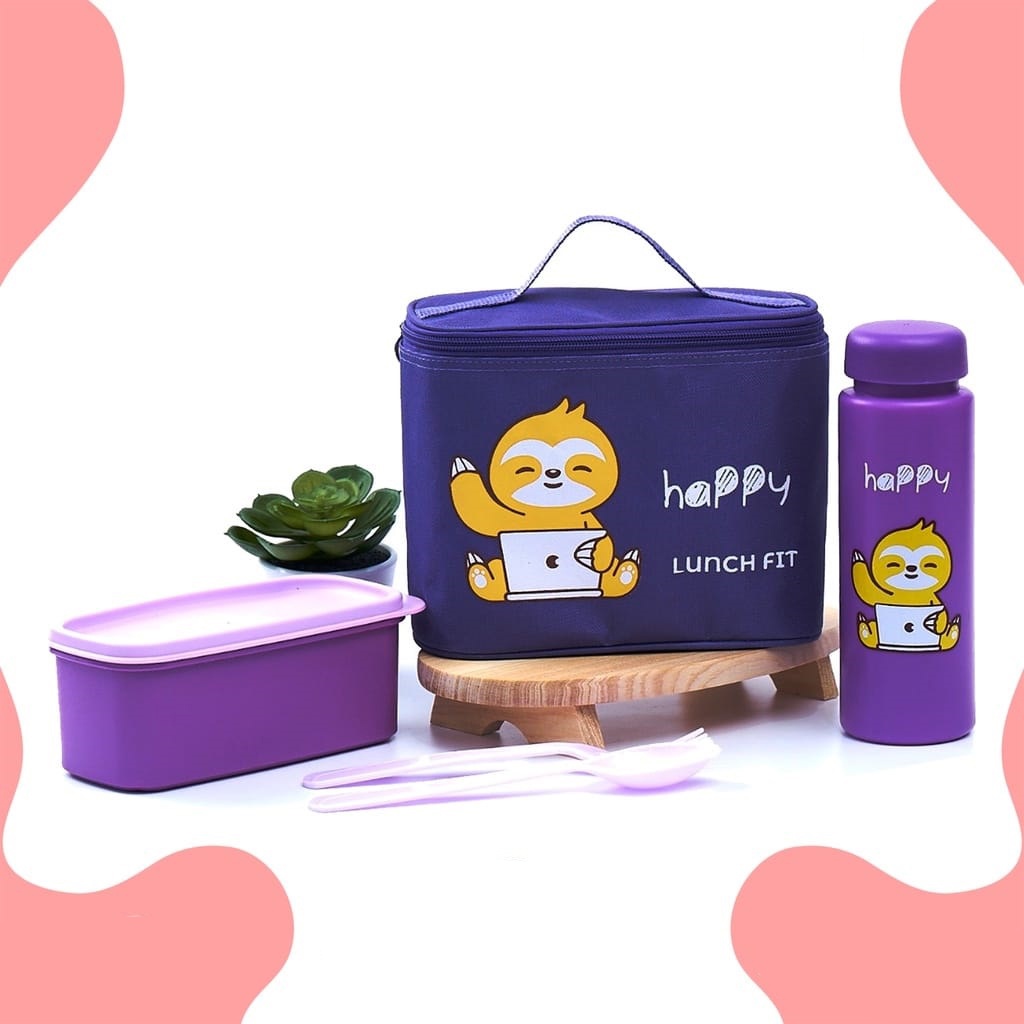 Tempat Makan Dengan Botol Minum Set Tas Jennie Kids Lunch Fit Lunch Bag Set Of 4pcs kotak tempat makan anak 2 sekat botol minum garpu sendok plastik piknik olah raga bekal sekolah