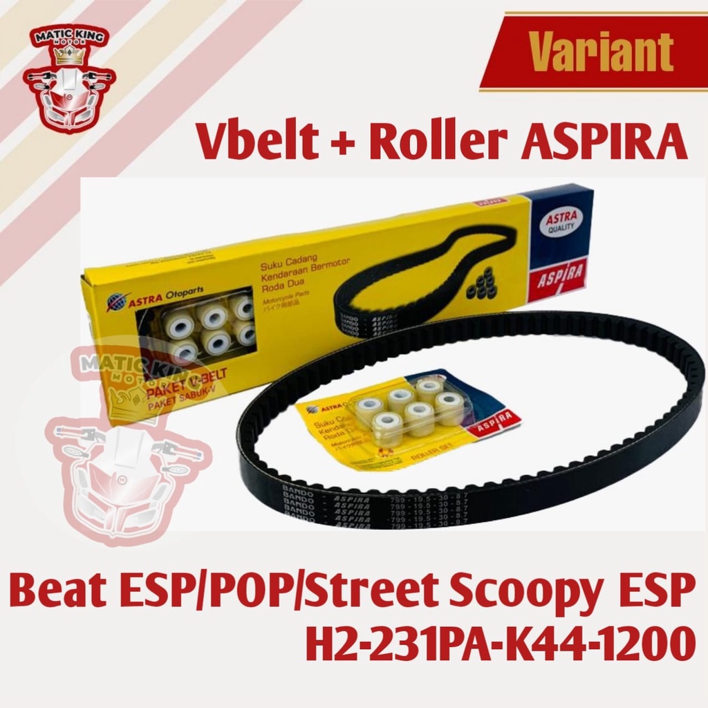 Vanbelt v belt van belt fanbelt kit set assy roller Beat Scoopy Vario Spacy 110 125 karbu fi street pop esp injeksi ASPIRA ASTRA OTOPARTS