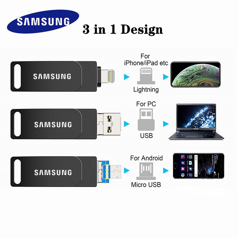 Samung 3in1 Flash Drive 512GB Type-C HD 128GB Bahan Metal untuk PC