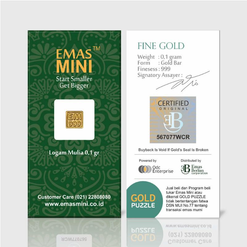 FINE GOLD LOGAM MULIA 0,1 GRAM - EMAS MINI BERSERTIFIKAT KWITANSI RESMI