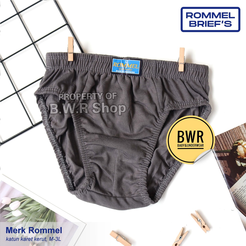 CD ROMMEL Karet Kerut / Celana Dalam Pria Romel Murah Berkualitas Warna Polos | Bwr