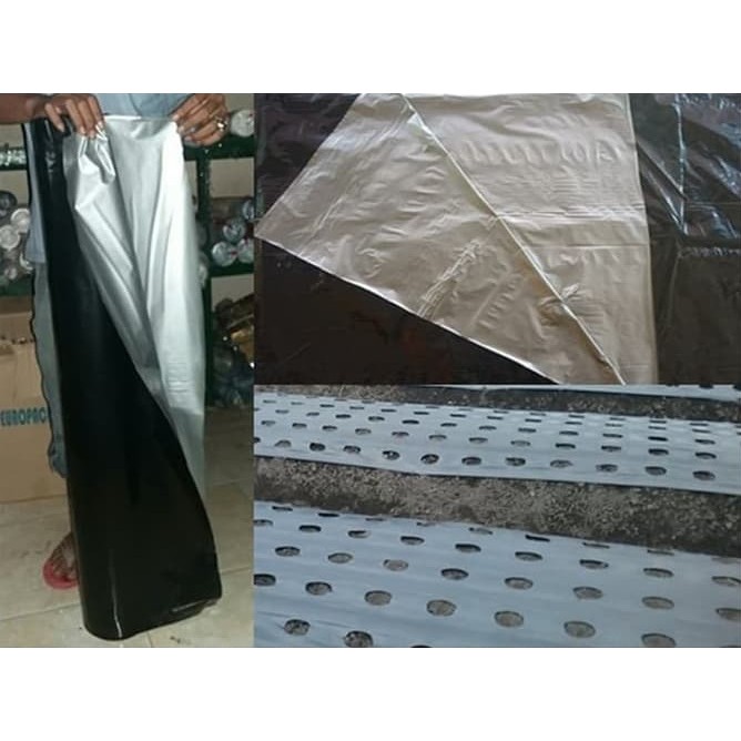 Plastik Mulsa Hitam Perak Lebar 160cm tebal 0.03mm