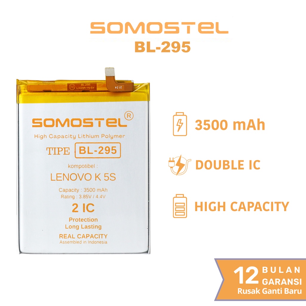 Somostel - BL295 Lenovo K5S / Lenovo K9 Batre Batrai Baterai