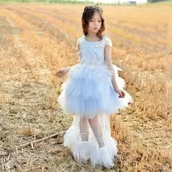 Gaun anak - Anak Perempuan Gaun Kontes Anak Tulle Berlapis Gaun Putri Pernikahan Gaun Pesta Panjang 