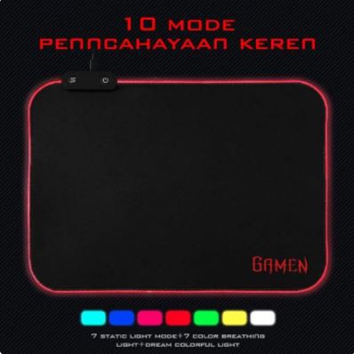 pad Mousepad Gaming LED RGB Anti Slip Dengan Lampu GAMEN GP-Halo Black