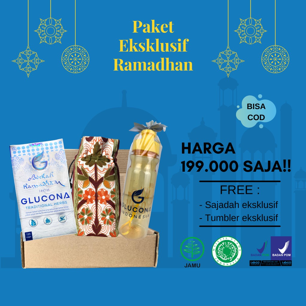 Glucona Herbal Diabetes BPOM & Halal MUI 1 botol isi 120 kapsul