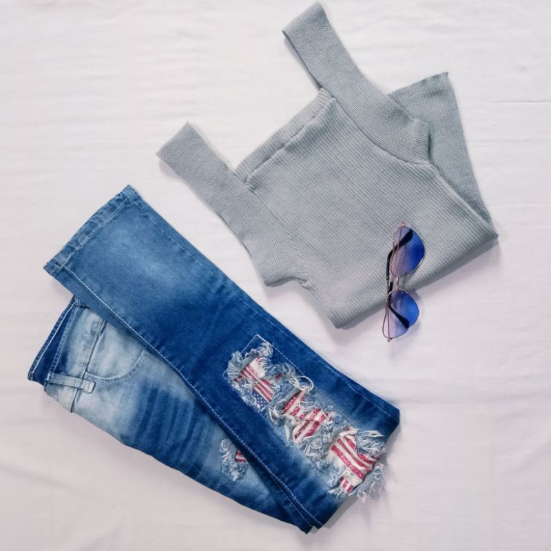 Tank Top Rajut Wanita | Korean Knit Tank Top | Tank Top Wanita Square Neck | Style Korea | Tank Top-Soft Grey
