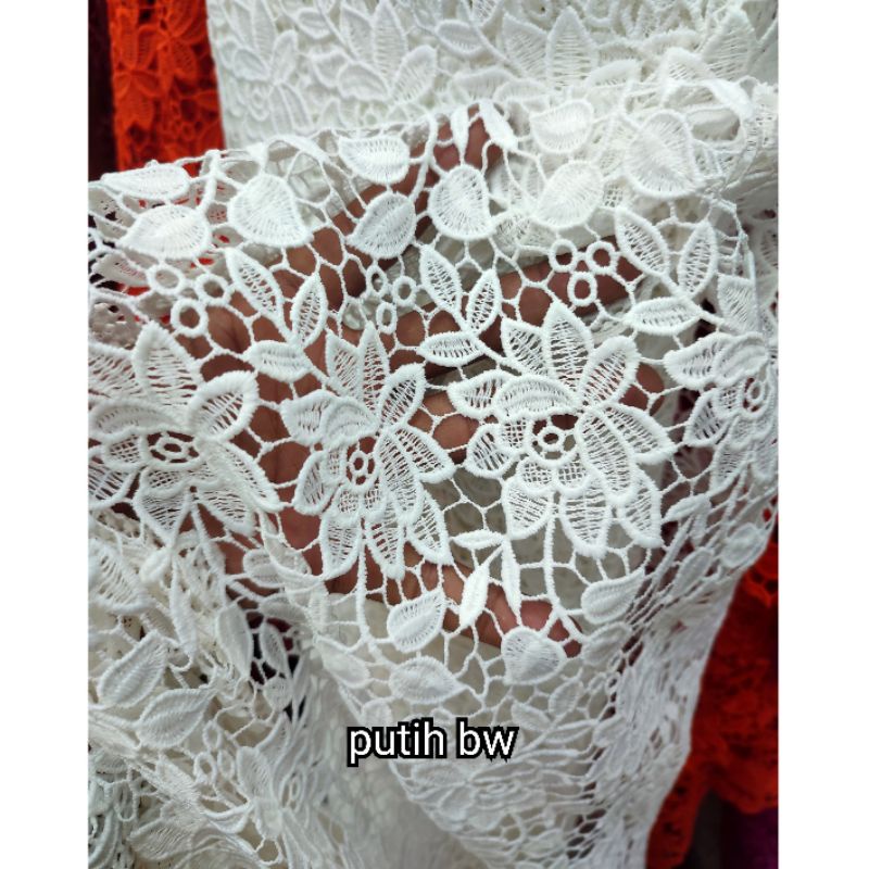 Bahan Kain Brokat oki Chamical Bordir / Bahan kebaya brukat modern(hrg 0.5m)