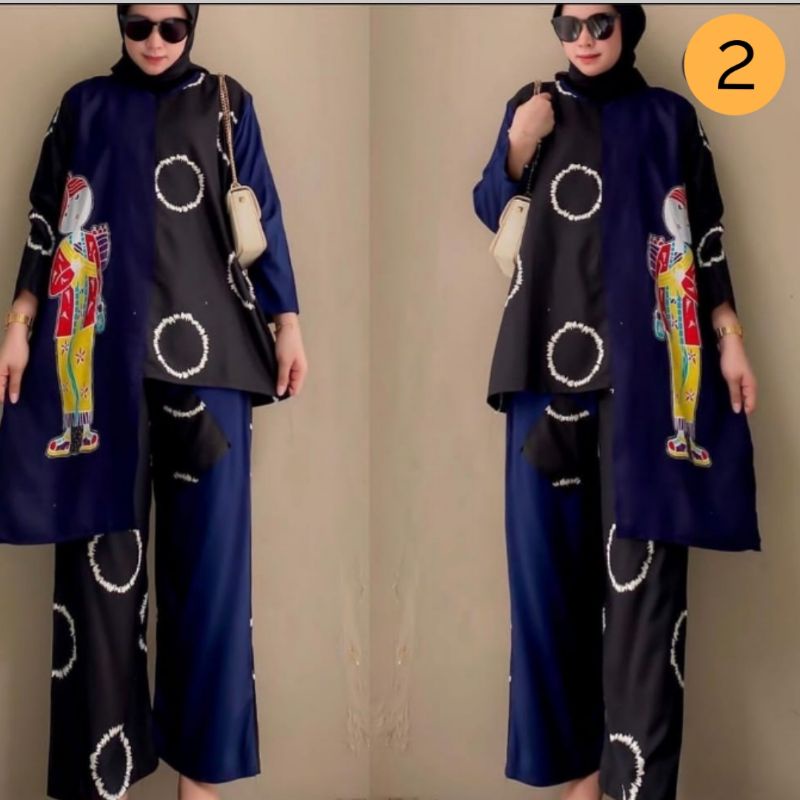Baju casual wanita Setelan Rayon Motif Mbok Jamu