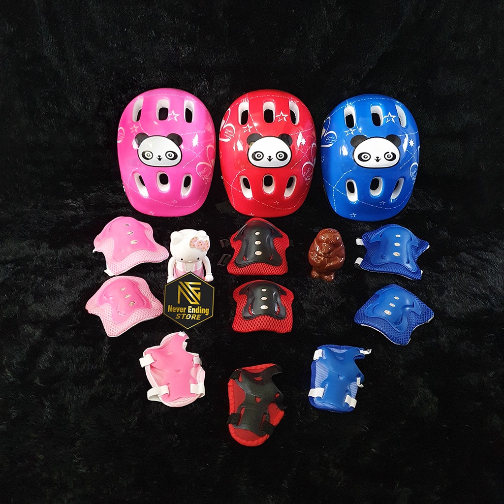 Paket Helm &amp; Dekker Sepatu Roda Anak Scooter Sepeda Skates Basic Protector