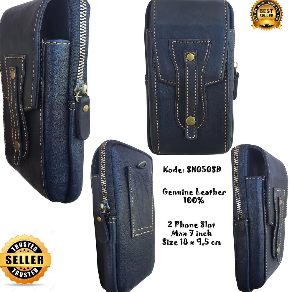♔ Sarung Handphone Kulit Asli 2 SLOT / 1 slot / single / DOMPET HP DOUBLE /PRIA HARLEY DAVIDSON ☄