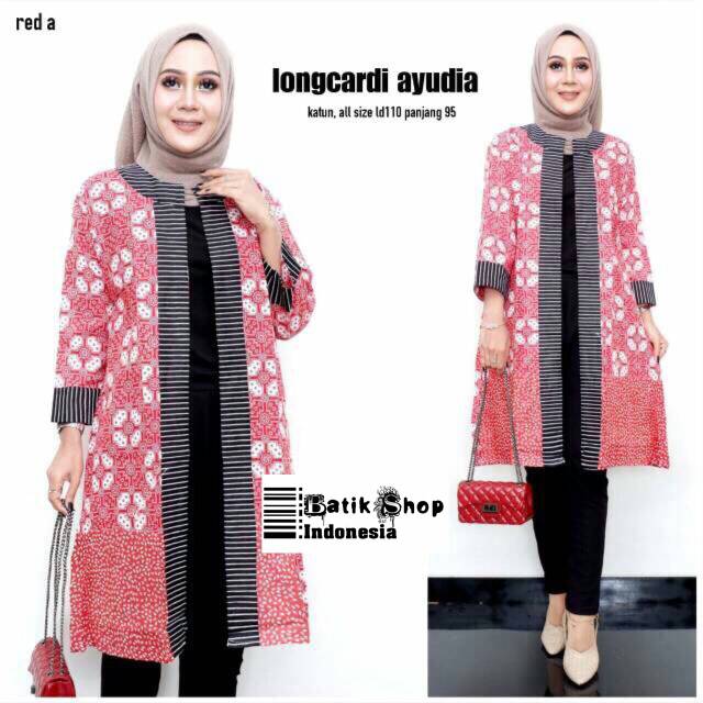 Cardi Ayudia Batik Soft Kardigan Formal Kerja Kantoran Outerwear Muslim Casual Kondangan Lengan Panjang