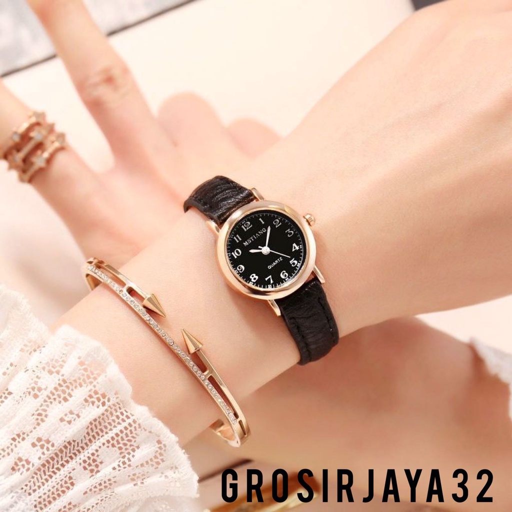 (GROSIRJAYA32) Jam Tangan Wanita SHANDY Fashion Kulit Retro Round Small Women Watches Analog