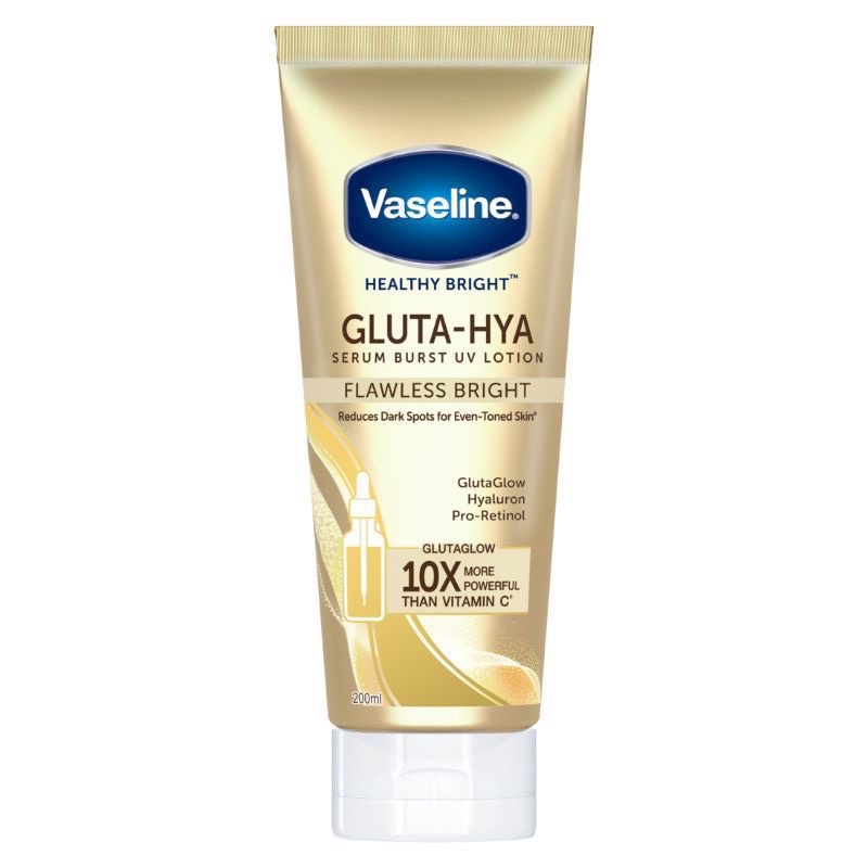 VASELINE GLUTA HYA SERUM BURST UV BODY LOTION 330 ML 200 ML HEALTHY BRIGHT / HAND BODY