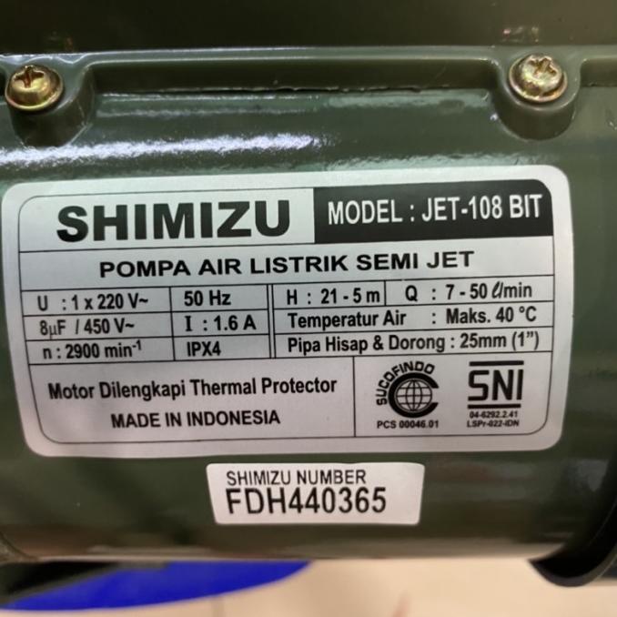 Mesin Pompa Air Semi Jet Pump Shimizu Jet 108 Otomatis Booster