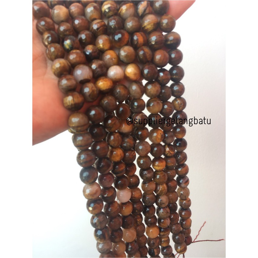 batu brown tiger eyes FACETED BEADS 10mm Biduri sepah cokelat golden grosir kerajinan beads craft