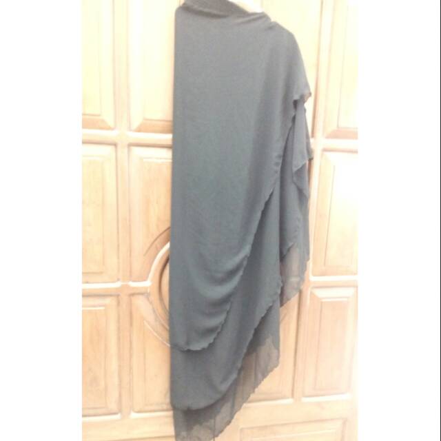Preloved khimar 3 layer hitam