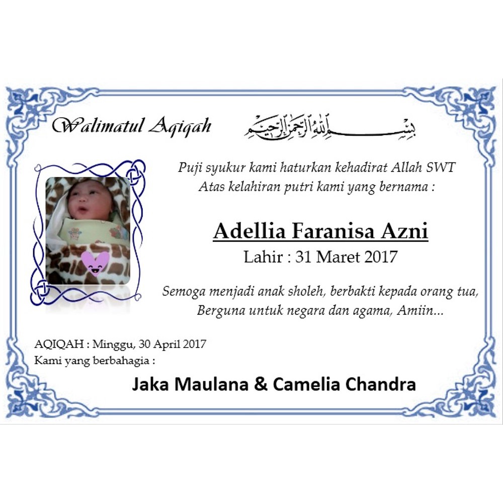 

KARTU TASYAQURAN CUSTOM 10x15 CM FREE DESAIN 3TERMURAH