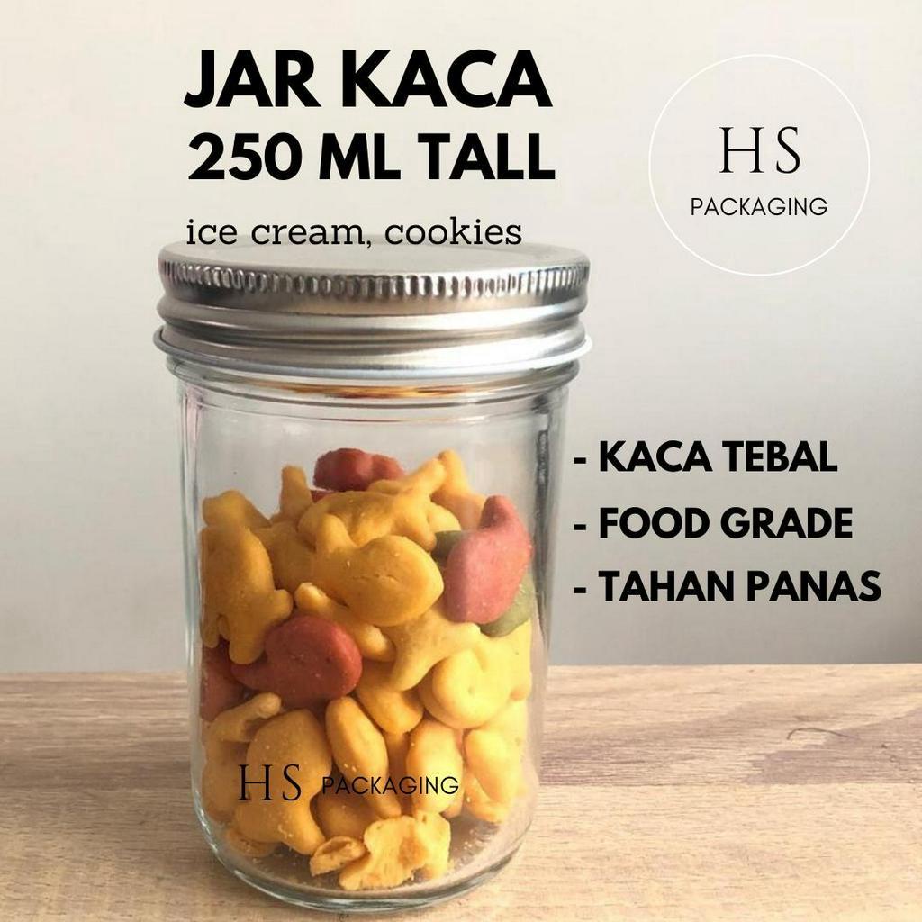 TIPE TINGGI 250 ml Jar Kaca / Glass Jar Tall 250ml  tutup stainless