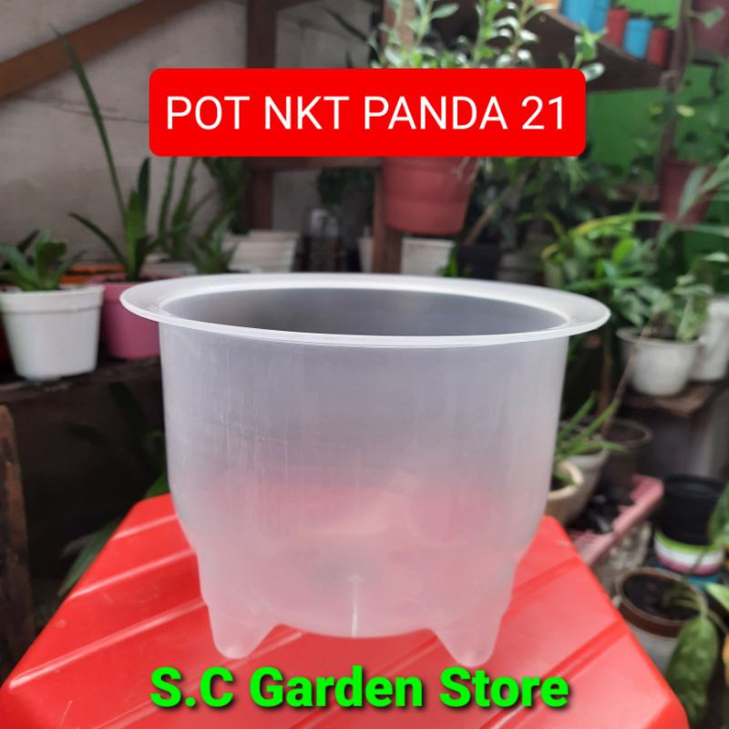 POT BUNGA NKT PANDA 21 WARNA PUTIH BENING TRANSPARAN | POT TANAMAN