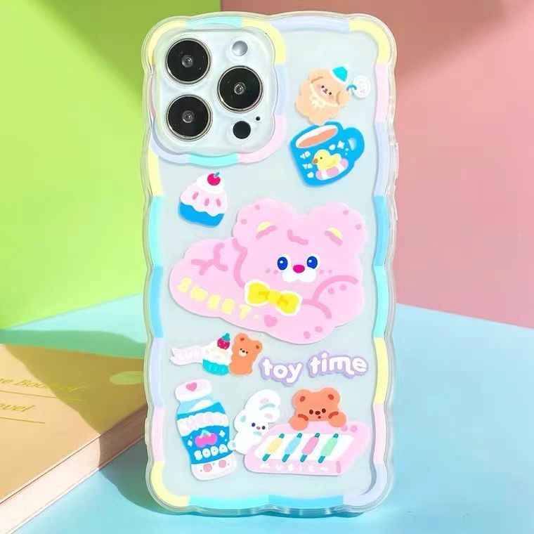 Soft Case Silikon TPU Transparan Motif Beruang Kopi Untuk Iphone 12 13 SE 6 6S 7 8 Plus X XS XR 11 Pro Max