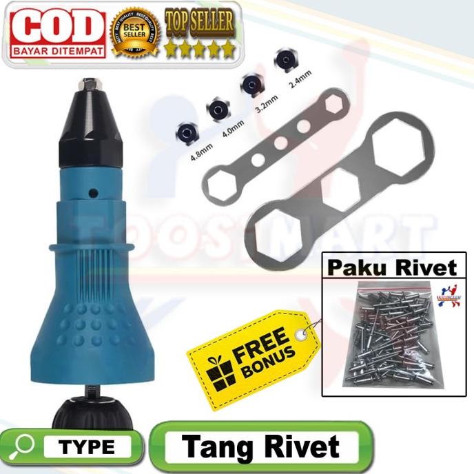 Alat Tang Rivet Rivet Alat Konektor Adaptor Mata Bor Bonus Paku Rivet
