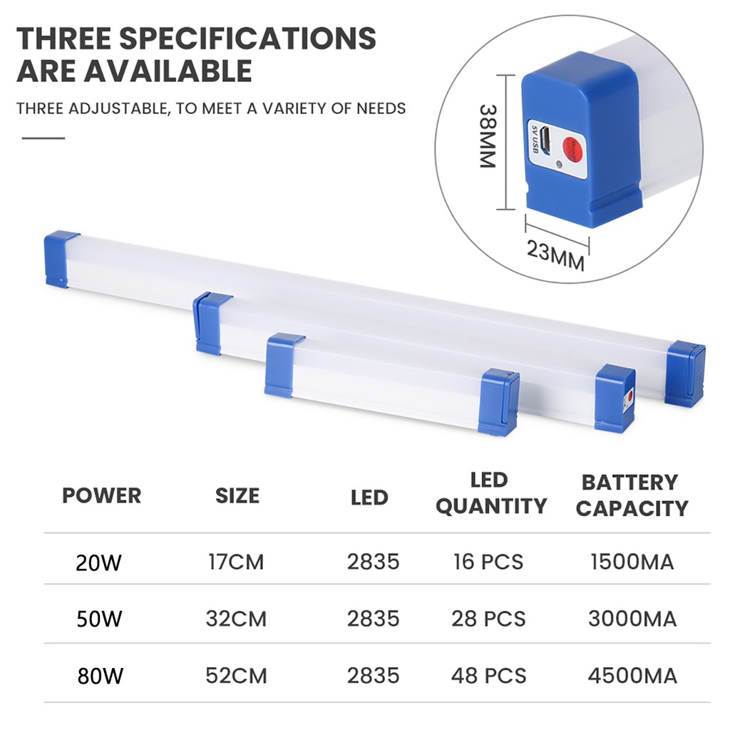 T5 Lampu Tabung Led Magnetik Portable Usb Rechargeable Dengan Kait Untuk Pasar Malamdaruratcampingmemancing