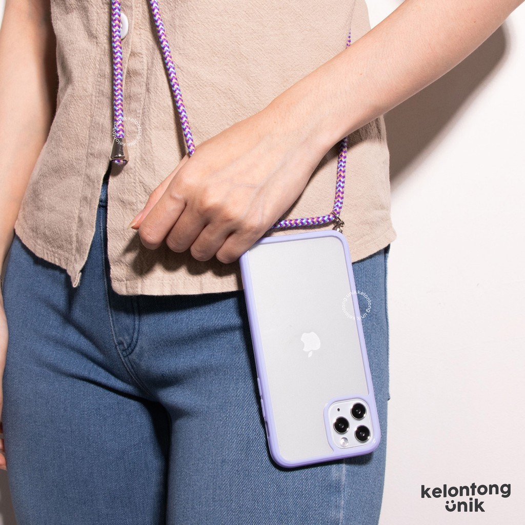 Case Anti Crack Transparant Lanyard Iphone X XS XR Soft Casing Tali