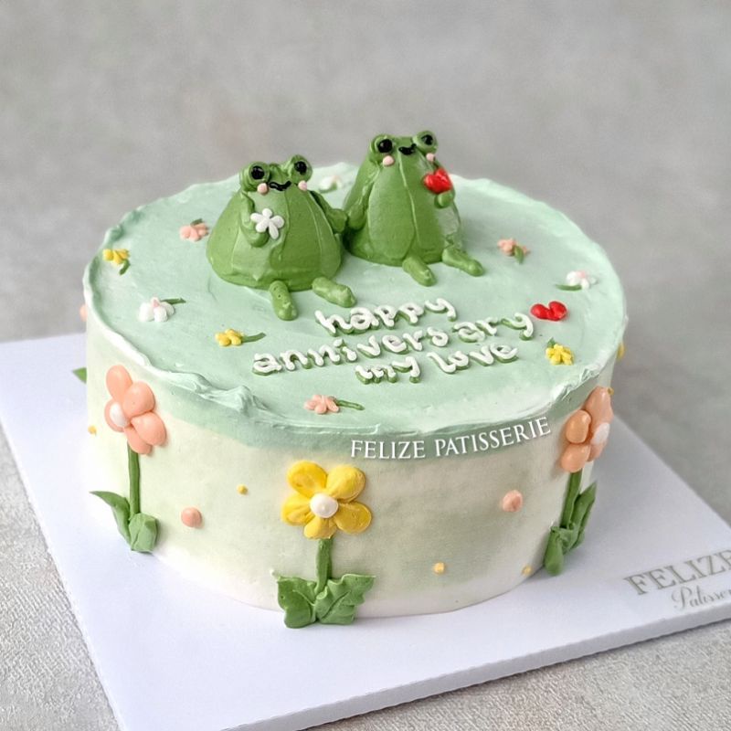 

Korean birthday cake kue ulang tahun tema kodok