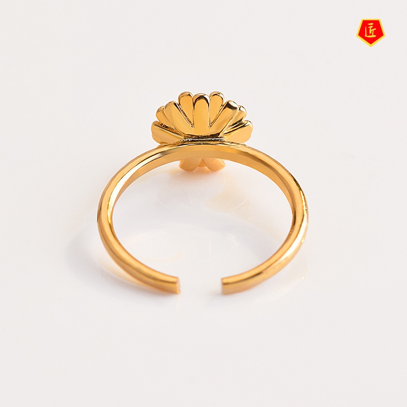 [Ready Stock]Korean Simple Personalized Little Daisy Opening Gold Ring